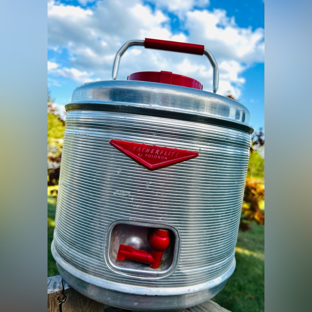 Vintage Featherflite Poloron Silver and Red Cooler